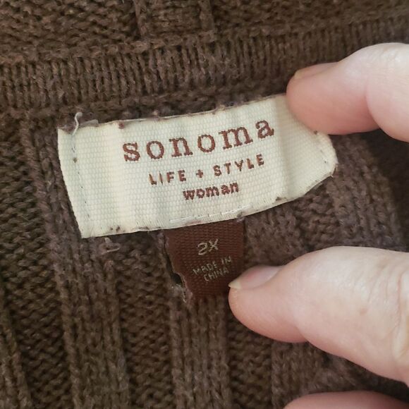EUC Sonoma Cable Knit Pullover Hoodie Sweater Sz 2X - Picture 4 of 6